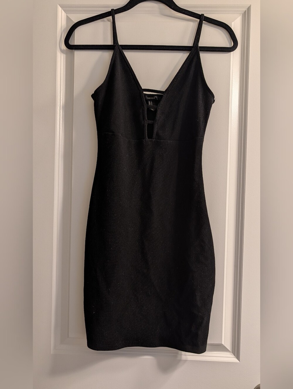 Forever 21 Black Spaghetti Strap V-Neck Mini Dress